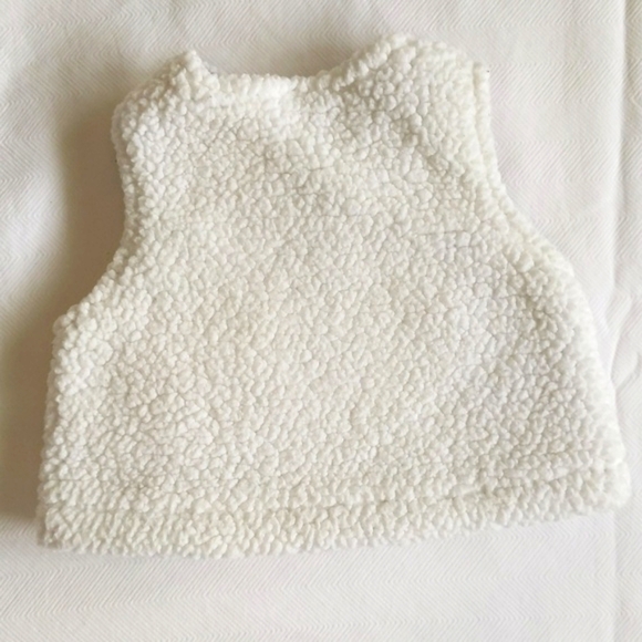 carter's kimono style sherpa vest with striped lining newborn baby girl - Picture 6 of 6